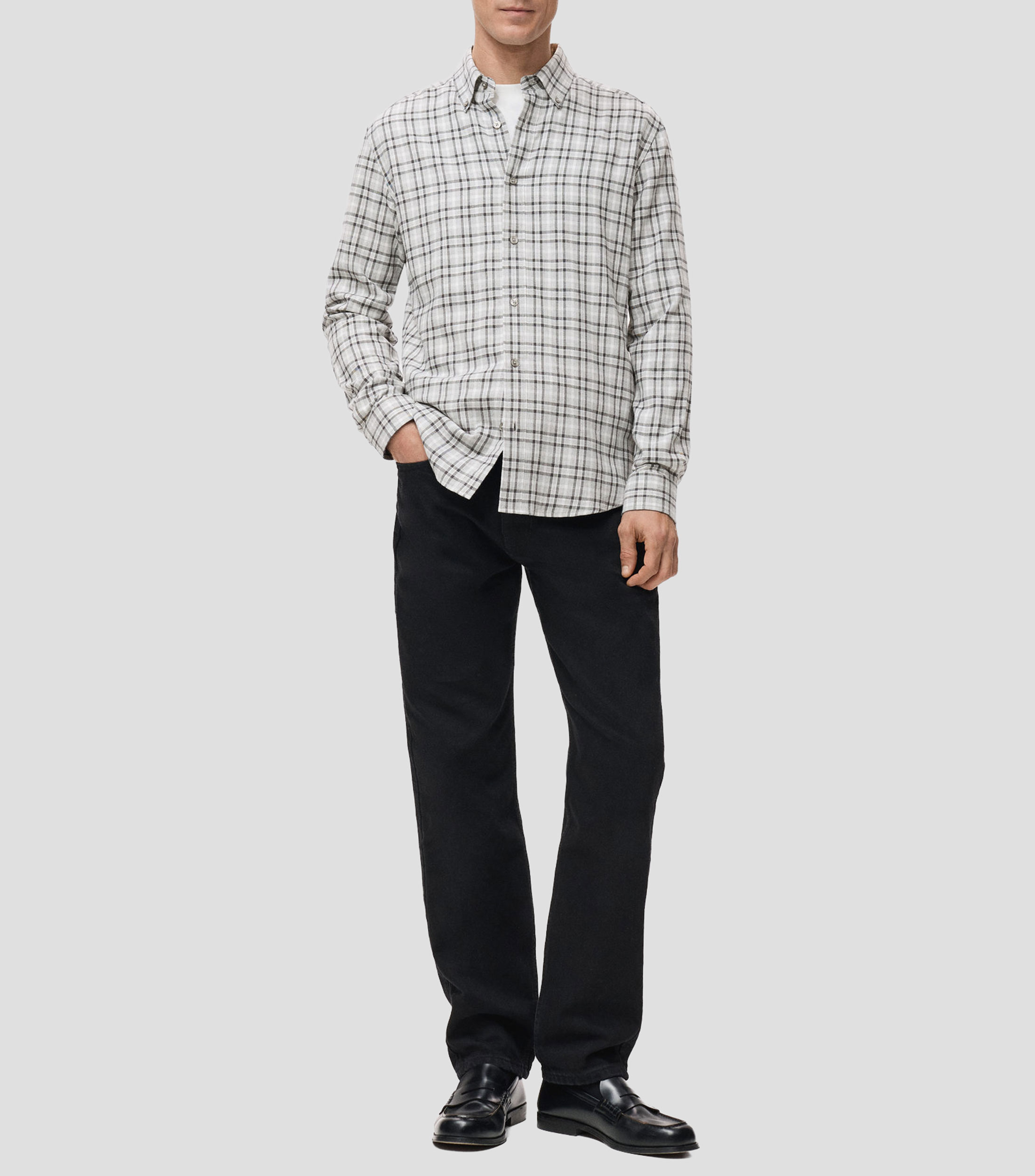 Camisa a cuadros de manga larga Hombre